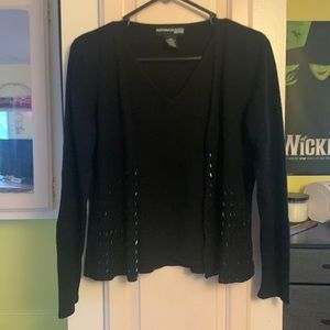 Black sweater built in cardigan